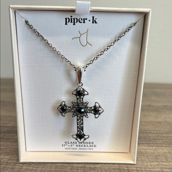 Piper K | Black & Silver Cross Necklace - Picture 1 of 9